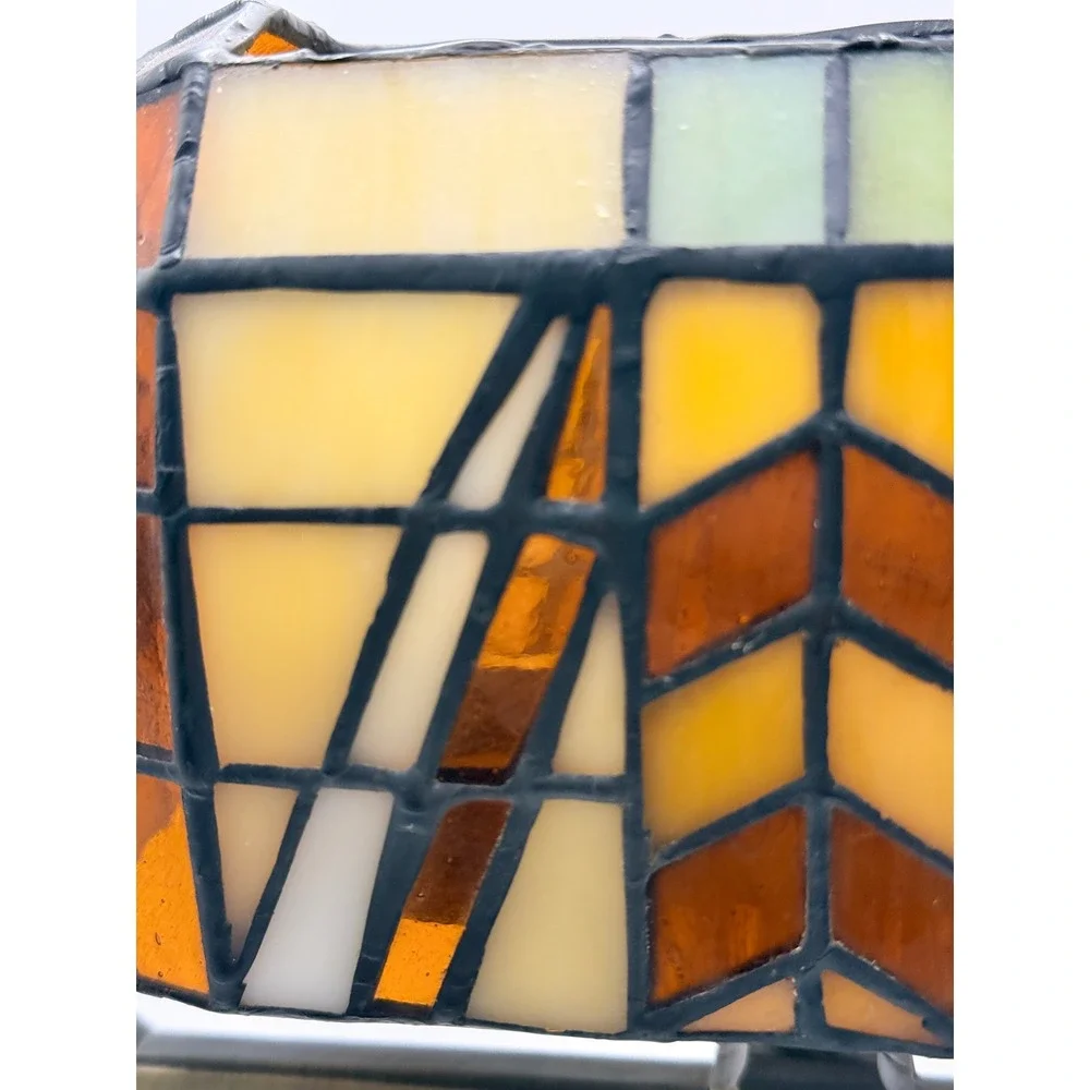 PartyLite Candles Artisian Mission Style Stained Glass Bankers Lamp P7782 - Picture 11 of 16